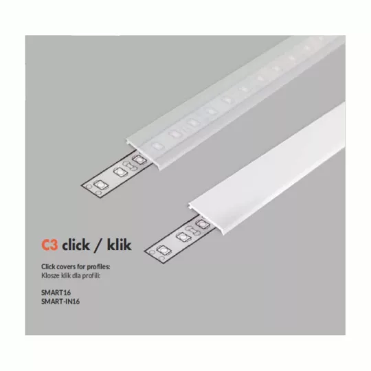 LED profil fedél  "C3" klikk opál 3000mm