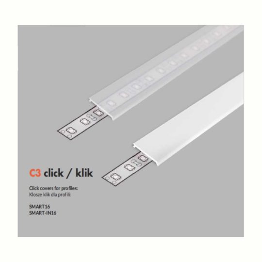 LED profil fedél  "C3" klikk opál