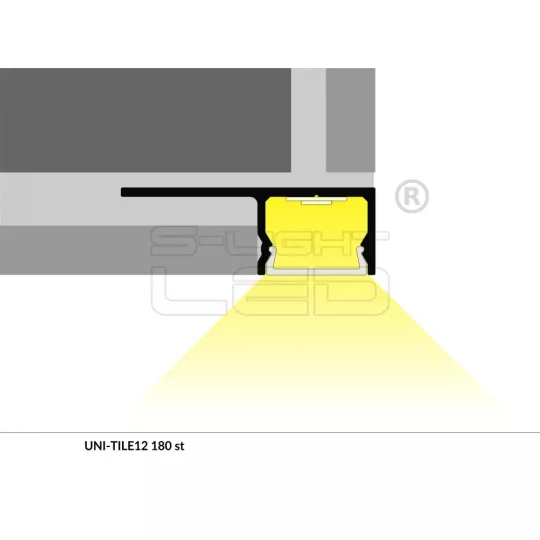 LED PROFIL UNI-TILE12 PLUS 180° csempe LED profil 2m
