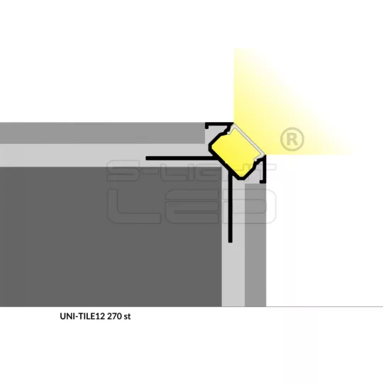 LED PROFIL UNI-TILE12 PLUS 270° csempe LED profil 2m
