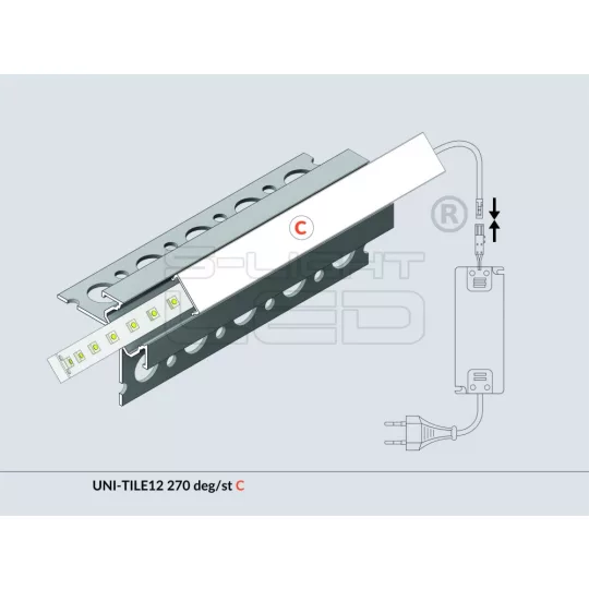LED PROFIL UNI-TILE12 PLUS 270° csempe LED profil 2m