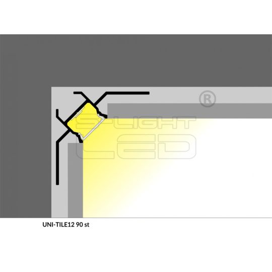 LED PROFIL UNI-TILE12 PLUS  90° csempe LED profil 2m