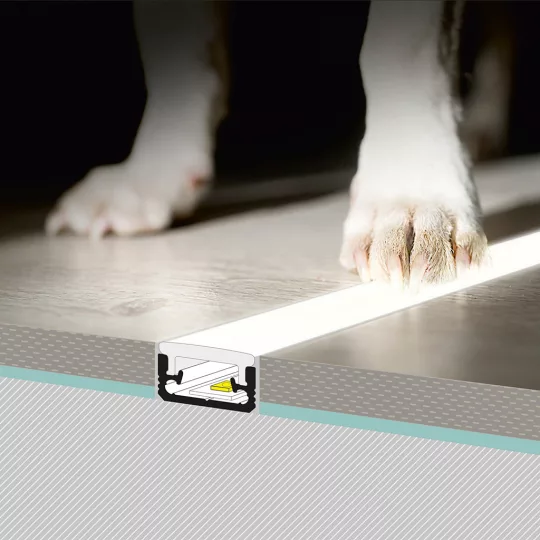 Topmet FLOOR8 K padlóba építhető LED profil eloxált változatban
