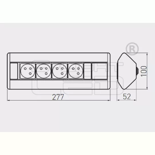 GTV 3x230V+2xUSB sarokba illeszthető elosztó szürke