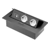 GTV 2X230V+2XUSB beépíthető elosztó alu ház fekete IP20 billenő fedél