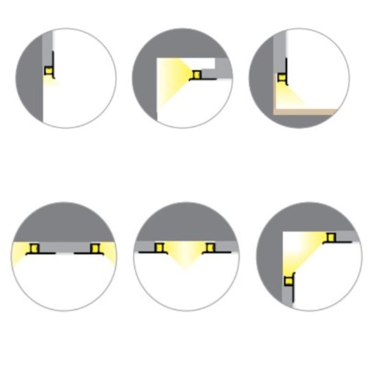 Topmet LED profil OMNI10 AC2 PLUS natur aluminium változatban gipszkartonba süllyesztett világításhoz