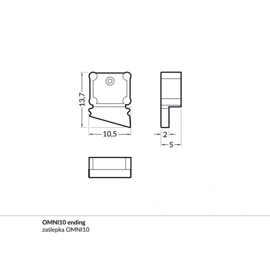 LED profil OMNI10 végzáró szürke