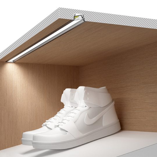 Topmet LED profil DIAGONAL14 F/TY natur alu változatban bútorba süllyesztett LED szalag világításhoz