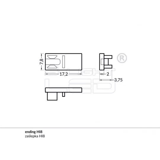 LED profil HI8 "C1" végzáró opál