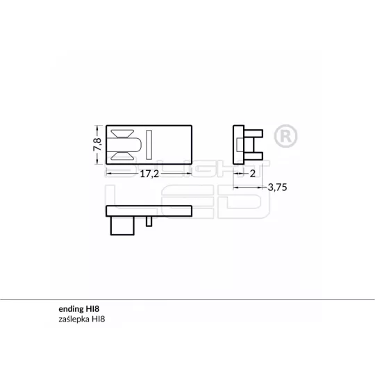 LED profil HI8 "C1" végzáró ezüst