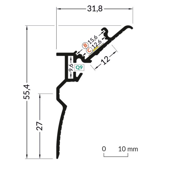 LED profil SMOOTH12 BC/Q9 natur alu