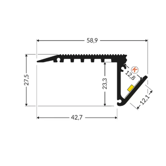 LED profil UP-BOLD12 K fekete