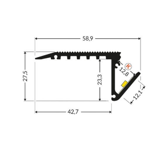 LED profil UP-BOLD12 K eloxált
