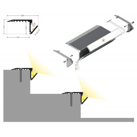 LED profil UP-BOLD12 K eloxált