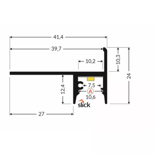 LED profil UP-TILE10 A 4000mm eloxált