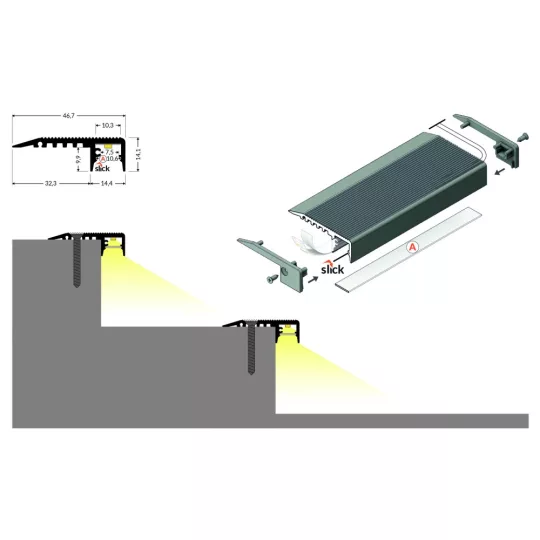 LED profil UP-MINI10 A eloxált 3000
