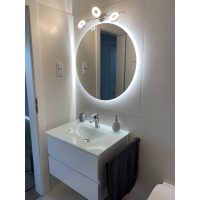 LED tükör kerek 65 cm homok fújt sávval