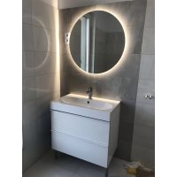 LED tükör kerek 80 cm homok fújt sávval