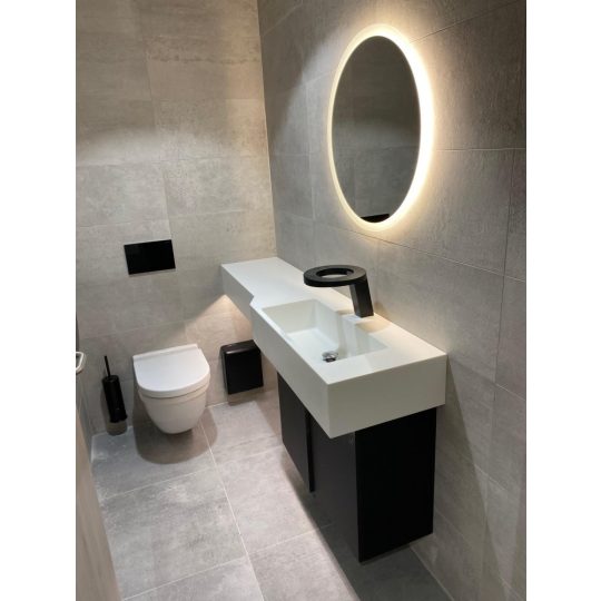 LED tükör kerek 80 cm homok fújt sávval