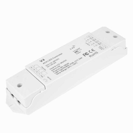 SL-SK V4  RGBW/RGB/CCT 4 csatornás RF vevő LED szalag vezérlésére 4x5A