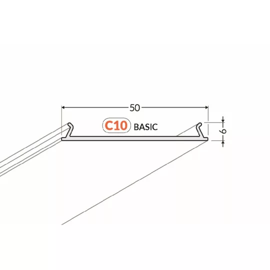 LED profil fedél  "C10" basic opál