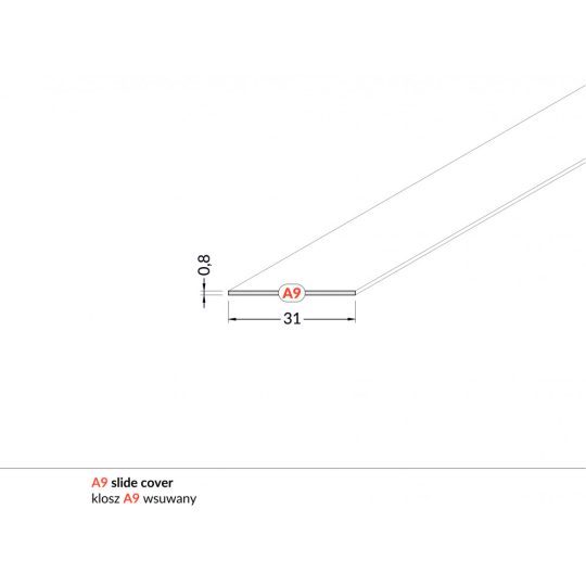LED profil VARIO A9 fedél 2000mm opál