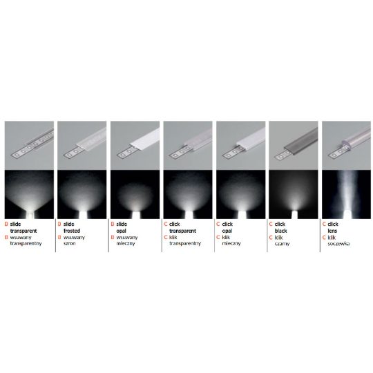 LED profil VARIO C9 click fedél 20m tekercs fekete ROLL