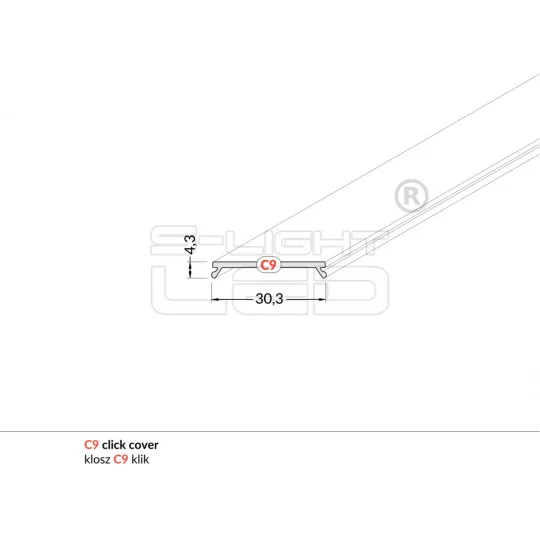 LED profil VARIO C9 click fedél 4000mm opál