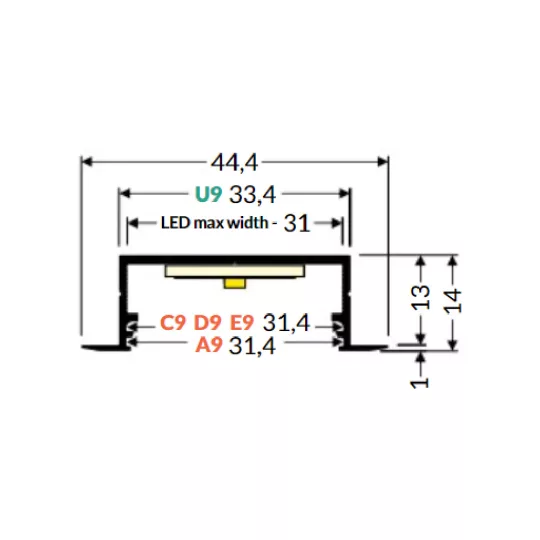LED profil VARIO30-06 ACDE-9/U9 2000mm natur alu