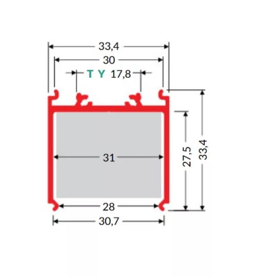 LED profil VARIO30-08 eloxált /power supply profile/ 2000mm
