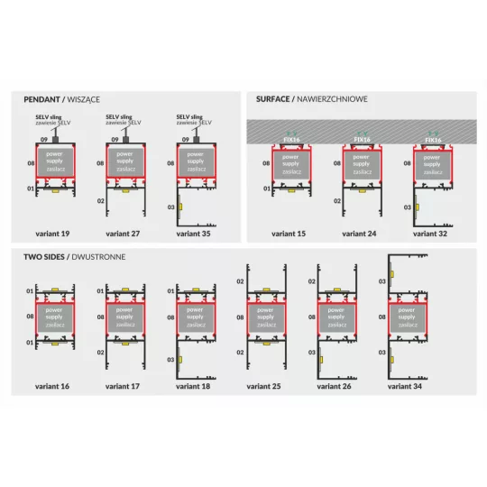 LED profil VARIO30-08 eloxált /power supply profile/ 2000mm