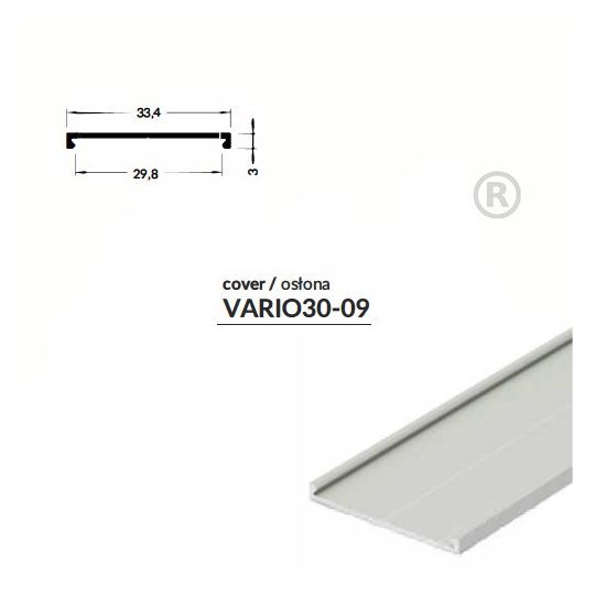 LED profil VARIO30-09 alu fedél 2000mm natur alu