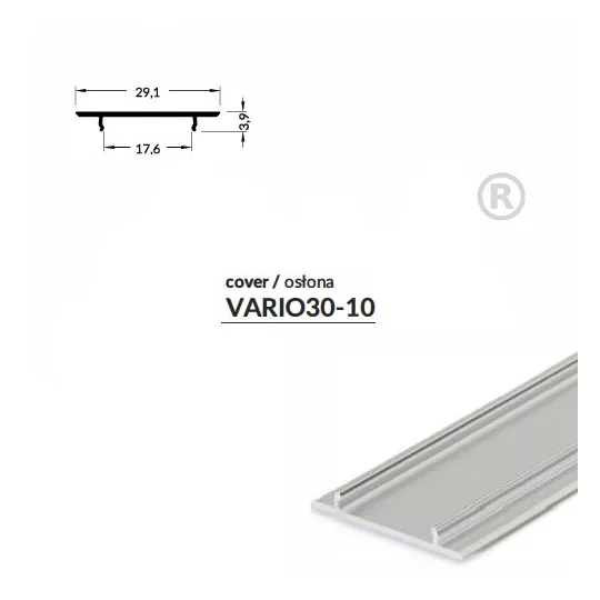 LED profil VARIO30-10 alu fedél 2000mm black