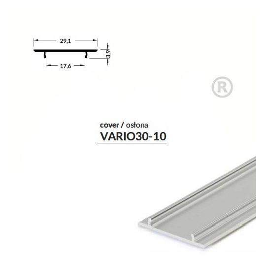 LED profil VARIO30-10 alu fedél 2000mm eloxált