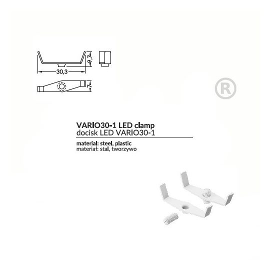 LED profil VARIO 30-1 Clamp LED VARIO30 fehér