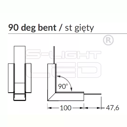 LED profil VARIO30-05 sarokidom térben forduló 90°-os (eloxált)