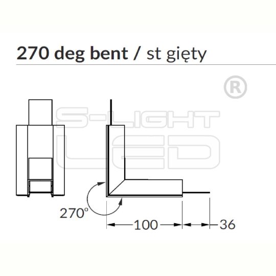 LED profil VARIO30-05 sarokidom térben forduló 270°-os (fehér)