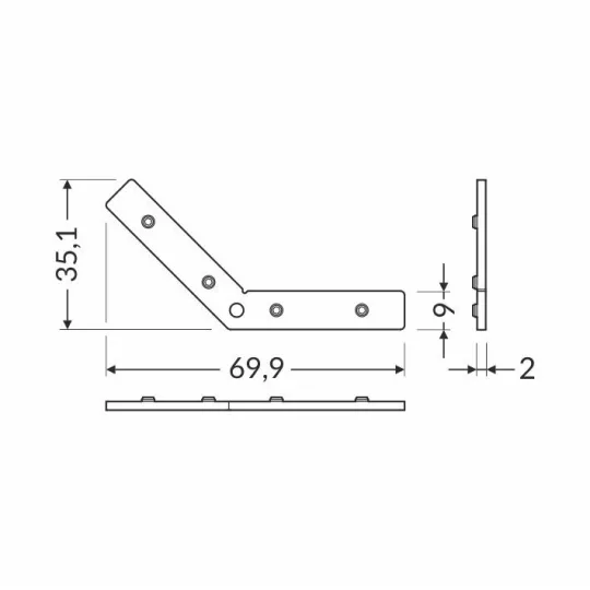 LED profil COMBO összekötő elem elemQ9-135 fokos